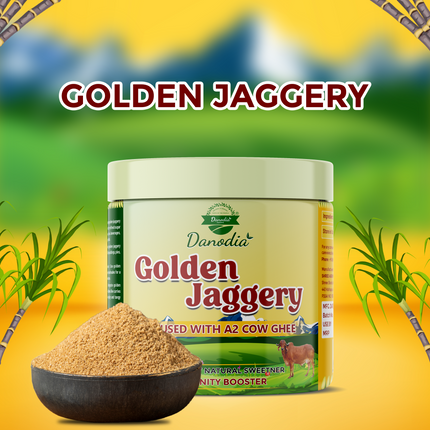 Danodia Foods Golden Jaggery Infused with A2 Cow Ghee – 400g | Made with Sugarcane Juice & Pure A2 Cow Ghee