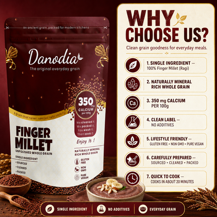Organic Whole Grain Finger Millet (Ragi) - 2lbs (950g)