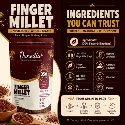 Organic Whole Grain Finger Millet (Ragi) - 2lbs (950g)