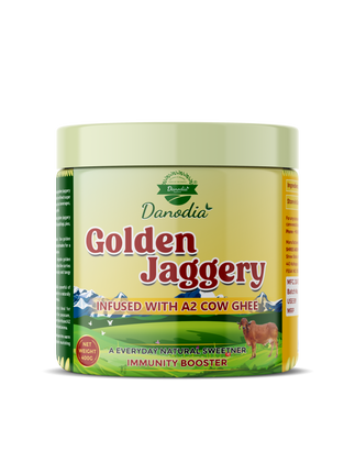 Danodia Foods Golden Jaggery Infused with A2 Cow Ghee – 400g | Made with Sugarcane Juice & Pure A2 Cow Ghee